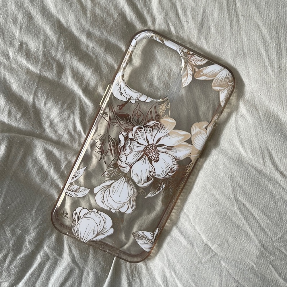 Clear and gold floral case